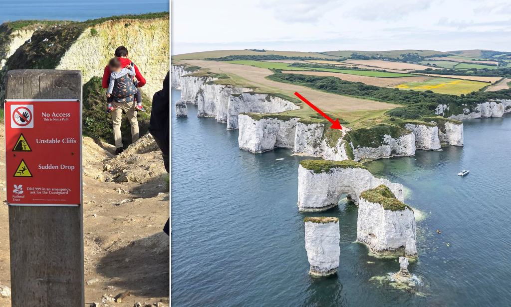 Brave Father Risks Life with Child for Cliff Edge&nbsp;View