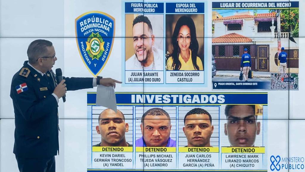 Four suspects arrested over murder of Dominican merengue singer’s&nbsp;wife