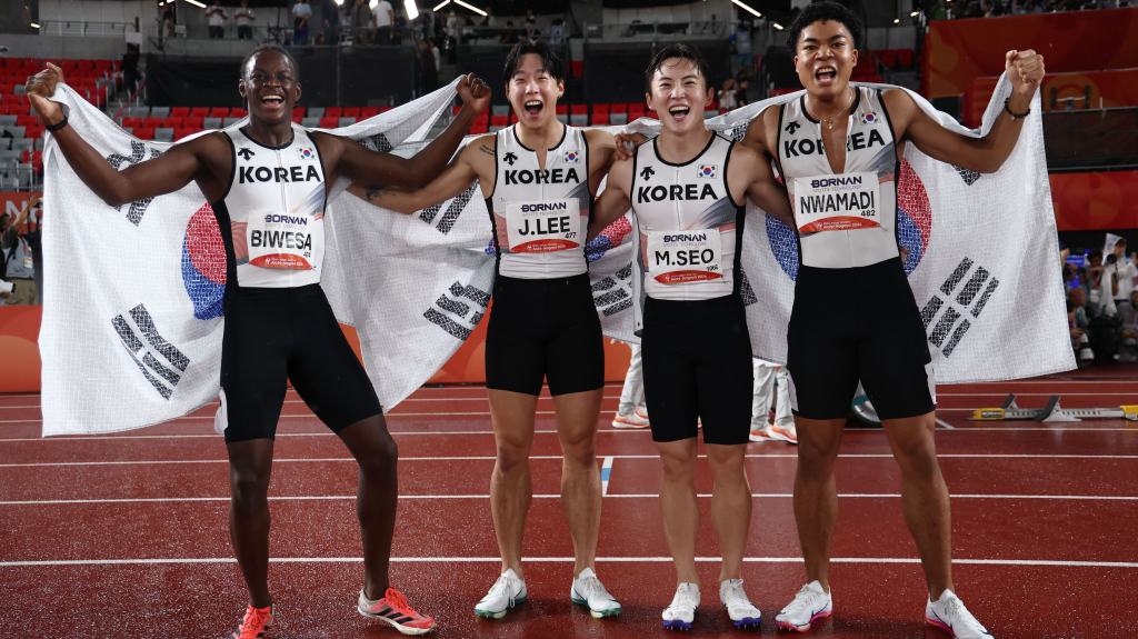 South Korea men’s 400m relay secures bronze with national record 38.43